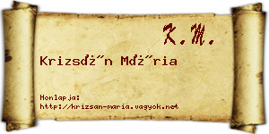 Krizsán Mária névjegykártya