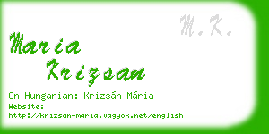 maria krizsan business card